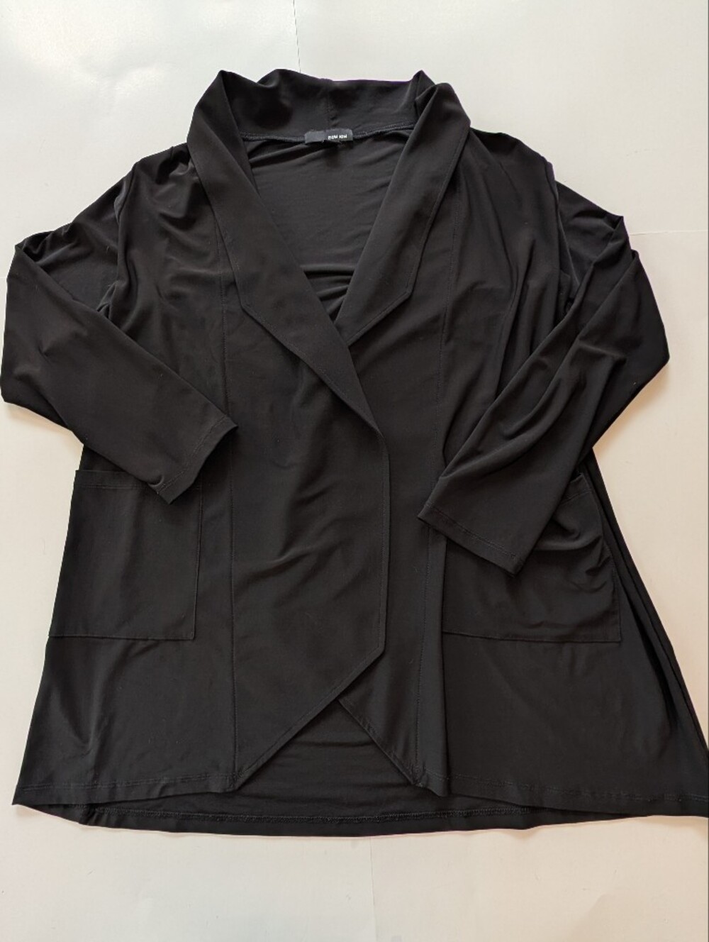 Sun Kim Black Open Front Cardigan Jacket, Size Medium